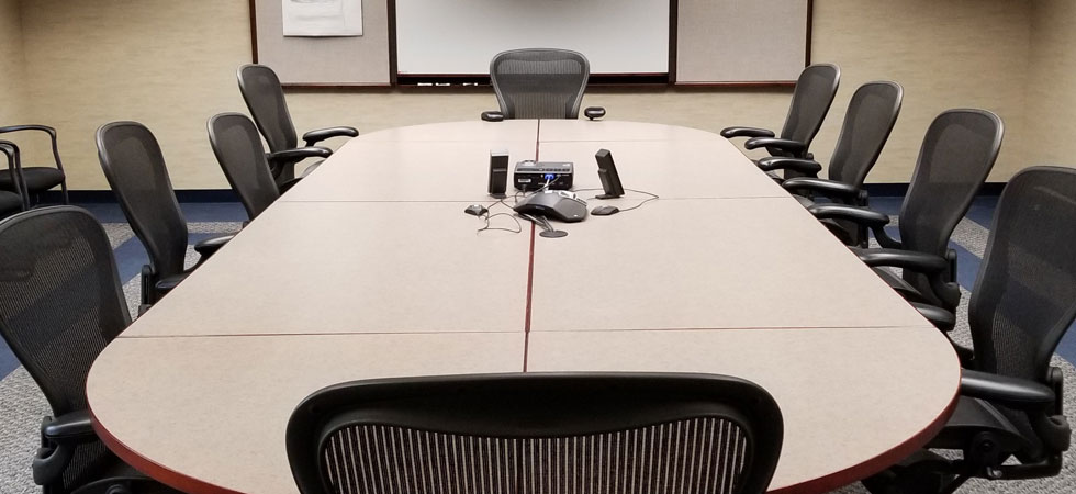Empty conference table in a meeting room