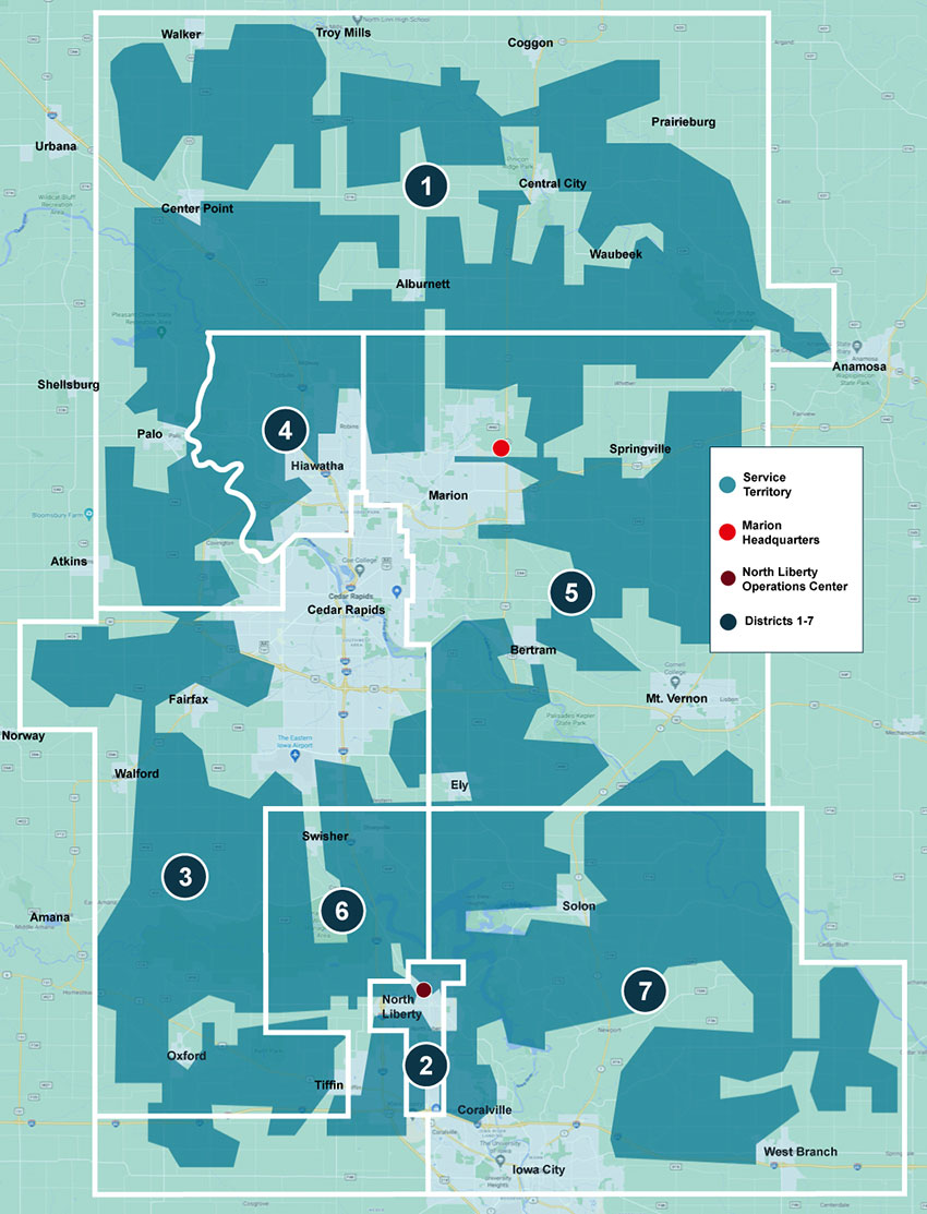 Linn County REC Service Map with district outlines